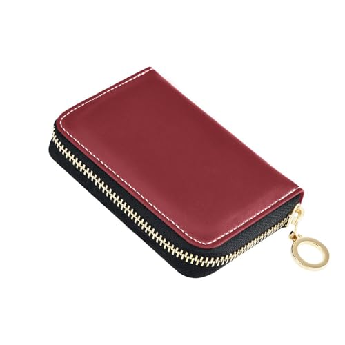 siphylline Kartenetui aus Leder mit 9 Kartenfächern, RFID-blockierendem Kartenhalter für Damen, mit Reißverschluss, Burgunderrot von siphylline