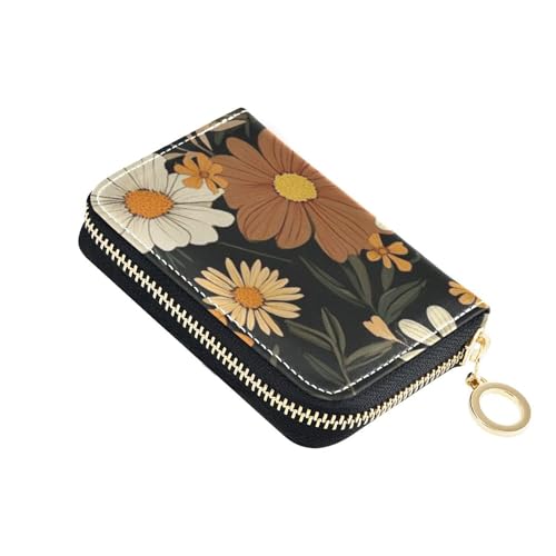 siphylline Kartenetui aus Leder mit Blumenmotiv, für Damen, mit RFID-blockierendem Kartenhalter für Herren, mit Reißverschluss von siphylline
