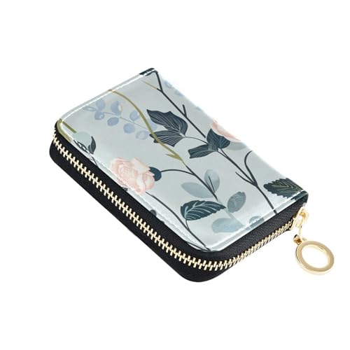 siphylline Kartenetui aus Leder mit Blumenmotiv für Damen, mit 9 Kartenfächern, RFID-blockierend, Kreditkartenschutz mit Reißverschluss von siphylline