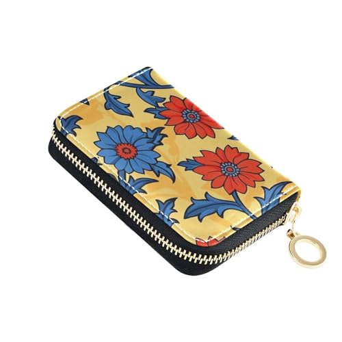 siphylline Kartenetui aus Leder mit Blumenmuster, für Herren, mit RFID-blockierendem Kreditkartenetui mit Reißverschluss von siphylline
