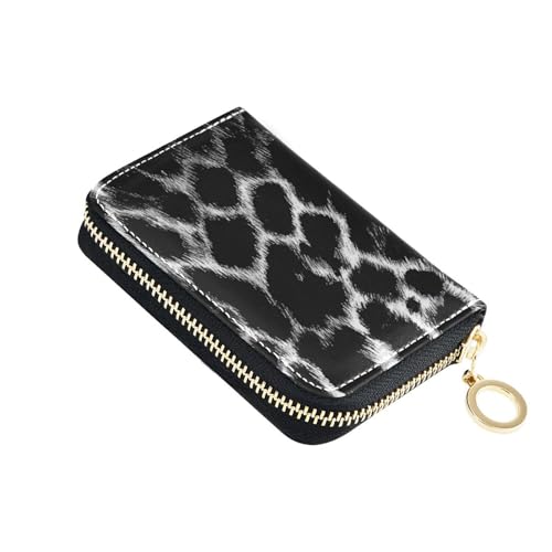 siphylline Kartenetui aus Leder mit Leopardenmuster, mit 2 Geldfächern, RFID-blockierend, mit Reißverschluss, Schwarz von siphylline