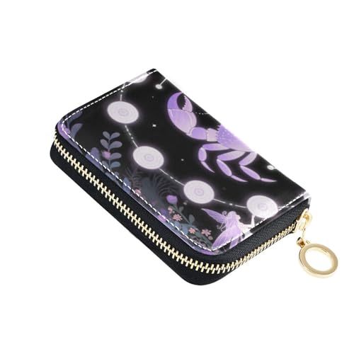 siphylline Kartenetui aus Leder mit RFID-blockierendem Kreditkartenbuch mit Reißverschluss, Violett / Schwarz von siphylline