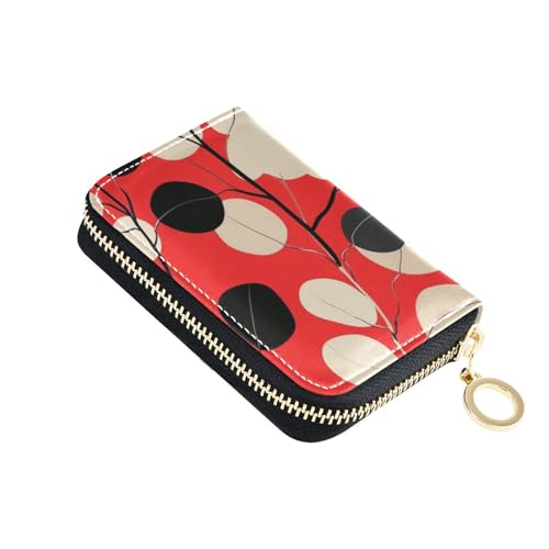 siphylline Kartenetui aus Leder mit RFID-blockierendem Kreditkartenetui mit Reißverschluss, Rot / Schwarz von siphylline