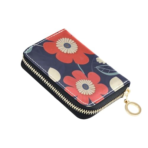 siphylline Kartenetui aus Leder mit Retro-Blumenmuster, mit 9 Kartenfächern, RFID-blockierendes Kartenetui mit Reißverschluss von siphylline