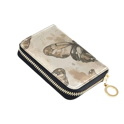 siphylline Kartenetui aus Leder mit Schmetterlingen, für Herren, mit 2 Geldfächern, RFID-blockierend, Kreditkartenetui für Herren, mit Reißverschluss von siphylline