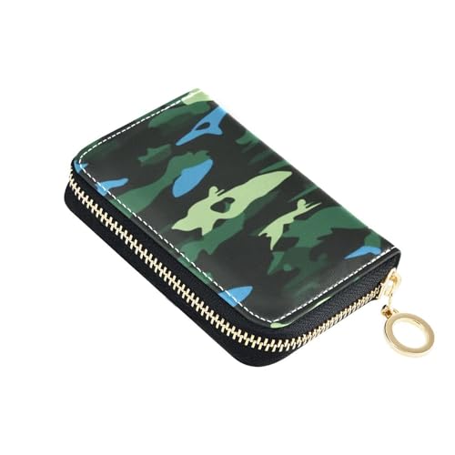 siphylline Kartenetui aus Leder mit Tarnmuster und RFID-blockierendem Kartenetui für Herren, mit Reißverschluss, Grün von siphylline