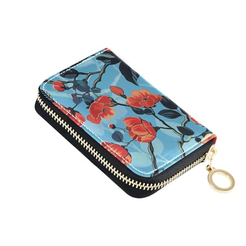 siphylline Kartenetui aus Leder mit Zion-Geldbörse, RFID-blockierend, mit Reißverschluss, Blau von siphylline