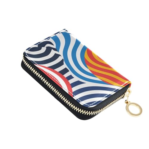 siphylline Kartenetui aus Leder mit abstraktem Streifenmuster, für Herren, mit 2 Geldfächern, RFID-blockierendem Kreditkartenetui für Damen, mit Reißverschluss von siphylline