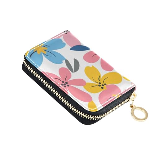 siphylline Kartenetui aus Leder mit buntem Blumenmuster, für Damen, mit 9 Kartenfächern, RFID-blockierend, Kreditkartenetui für Herren mit Reißverschluss von siphylline
