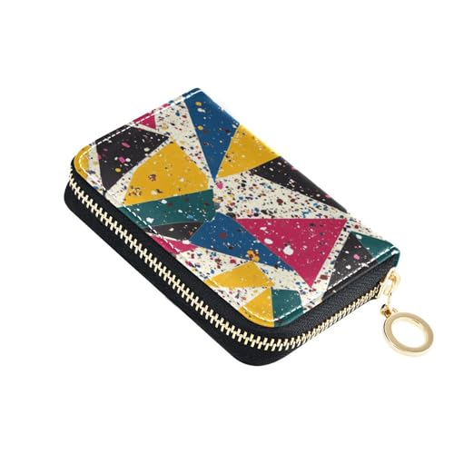 siphylline Kartenetui aus Leder mit geometrischem Muster für Damen, mit 9 Kartenfächern, RFID-blockierendes Kartenetui mit Reißverschluss von siphylline