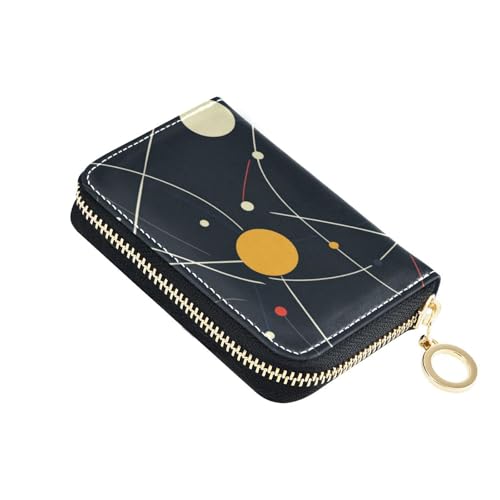 siphylline Kartenetui aus Leder mit geometrischen Punkten, Vektor-Design, mit 2 Geldfächern, RFID-blockierendem Kartenhalter mit Reißverschluss von siphylline