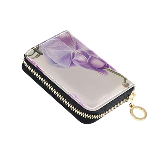 siphylline Kartenetui aus Orchideenleder mit 2 Geldfächern, RFID-blockierend, mit Reißverschluss, Violett von siphylline