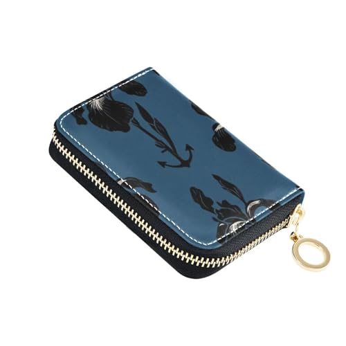 siphylline Kartenetui für Herren, mit 9 Kartenfächern, RFID-blockierendem Kartenhalter mit Reißverschluss, Mitternachtsblau / Schwarz von siphylline