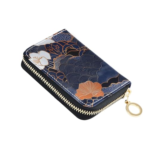 siphylline Kartenetui für Herren, niedlicher goldener Delfin, Leder, mit 9 Kartenfächern, RFID-blockierend, mit Reißverschluss von siphylline