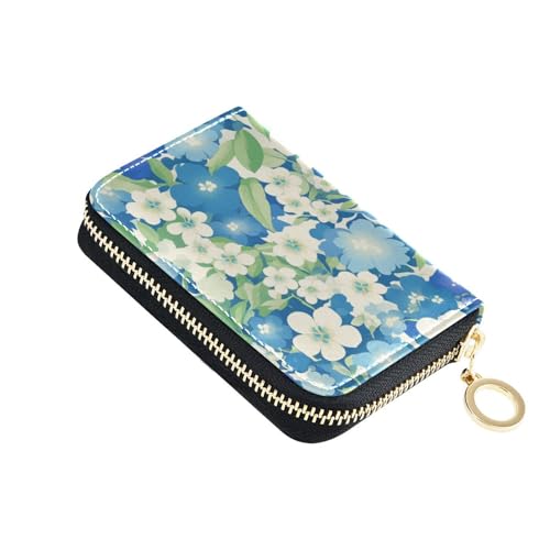 siphylline Kartenetui für Herren aus frischem Leder, mit 2 Geldfächern, RFID-blockierend, mit Reißverschluss, Blau von siphylline