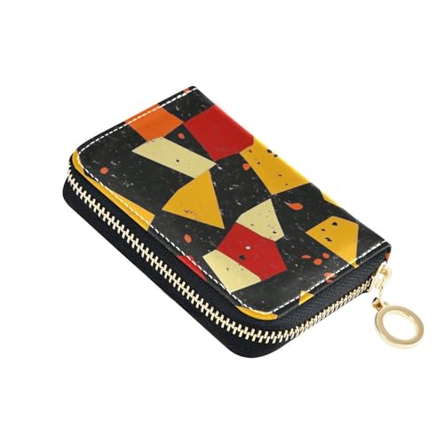 siphylline Kartenetui für Herren mit geometrischem Muster, Leder, mit 2 Geldfächern, RFID-blockierendem Kartenhalter für Herren, mit Reißverschluss von siphylline