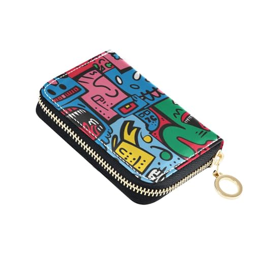 siphylline Kleine Geldbörse aus Leder für Karten mit 2 Geldfächern, RFID-blockierendem Kreditkartenetui mit Reißverschluss von siphylline