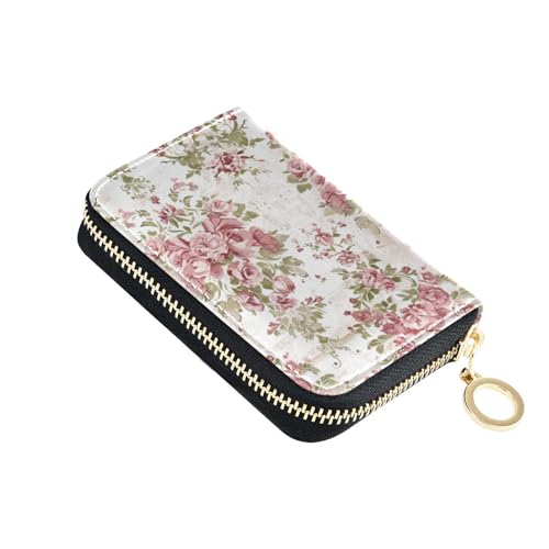 siphylline Kleine Kartenetui aus Leder mit Blumenmuster und Zion-Geldbörse, RFID-blockierendes Kreditkartenetui mit Reißverschluss von siphylline