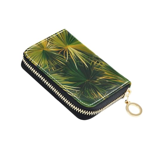 siphylline Kleine Kreditkartenetui aus grünem Leder mit 2 Geldfächern, RFID-blockierendem Kartenetui für Herren, mit Reißverschluss von siphylline