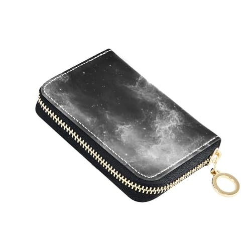 siphylline Kleines Kartenetui für Damen, Leder, mit 2 Geldfächern, RFID-blockierend, mit Reißverschluss, Schwarz von siphylline