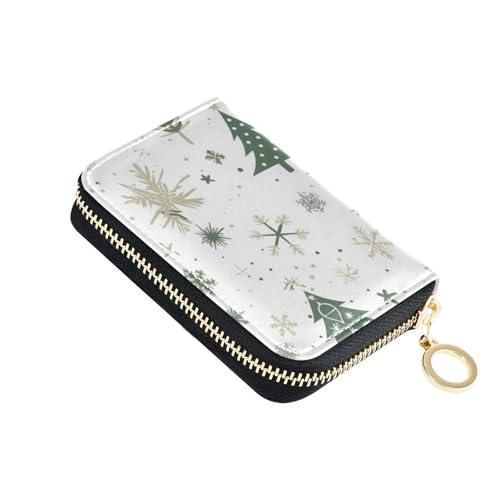 siphylline Kleines Kartenetui mit weihnachtlichen Safari-Bäumen, Leder, mit RFID-blockierendem Kreditkartenetui mit Reißverschluss, Grün von siphylline