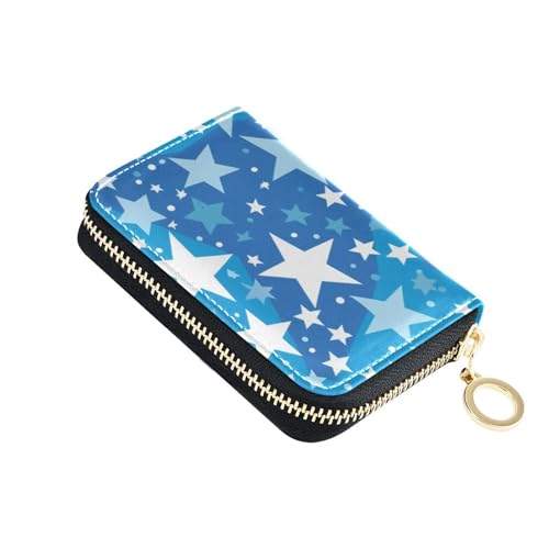 siphylline Kleines Kreditkartenetui aus Leder mit Sternen und 9 Kartenfächern, RFID-blockierender Kreditkartenschutz mit Reißverschluss von siphylline