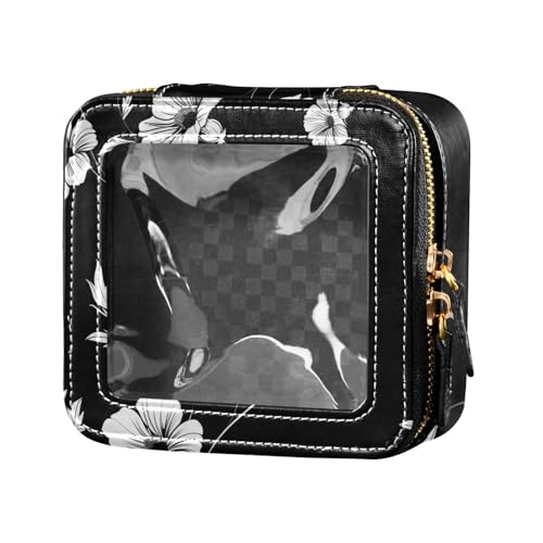 siphylline Kosmetiktasche für Geldbörse, Kulturbeutel, Kosmetiktasche für Reisen, Motiv: Blumen und weiße Silhouette, transparent, Blume und weiße Silhouette, 1 size von siphylline