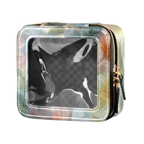 siphylline Kosmetiktasche mit Blumenmuster, transparent, Reise-Kulturbeutel, Leder, Organizer-Tasche für Damen, Blumen, 1 size von siphylline