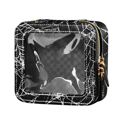 siphylline Kosmetiktasche mit Spinnennetz-Design, transparentes Leder, Kulturbeutel, Make-up-Tasche, Organizer für Damen, Spinnweben, 1 size von siphylline
