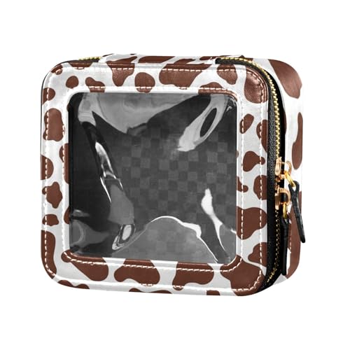 siphylline Kosmetiktasche mit braunem Kuh-Aufdruck, transparent, Kulturbeutel, Leder, Organizer-Taschen für Damen, Brauner Kuhdruck, 1 size von siphylline