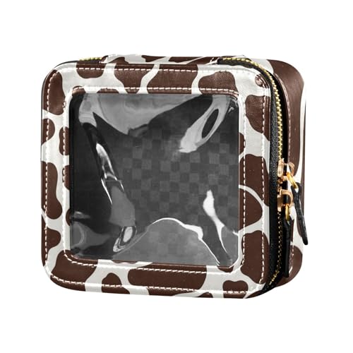 siphylline Kosmetiktasche mit braunem Kuh-Aufdruck, transparent, Reisetaschen für Toilettenartikel, Kosmetiktasche mit Reißverschluss für Damen, Brauner Kuhdruck, 1 size von siphylline