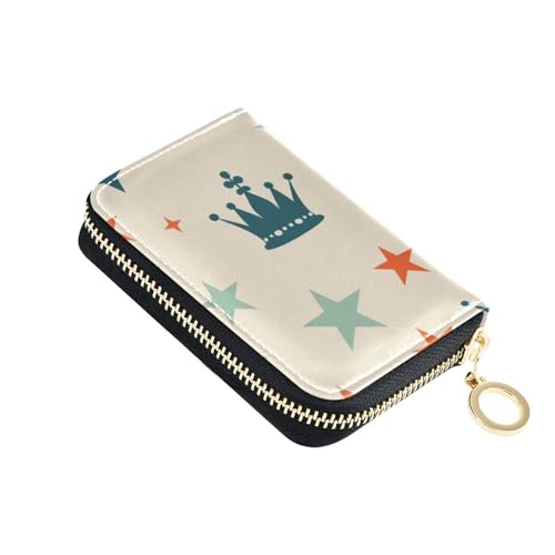 siphylline Kreditkartenetui aus Leder, mit 2 Geldfächern, RFID-blockierend, mit Reißverschluss, Beige von siphylline