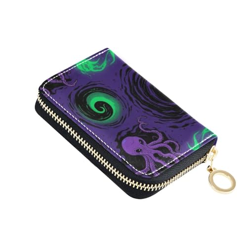 siphylline Kreditkartenetui aus Leder, mit RFID-blockierendem Kartenetui mit Reißverschluss, Violett von siphylline