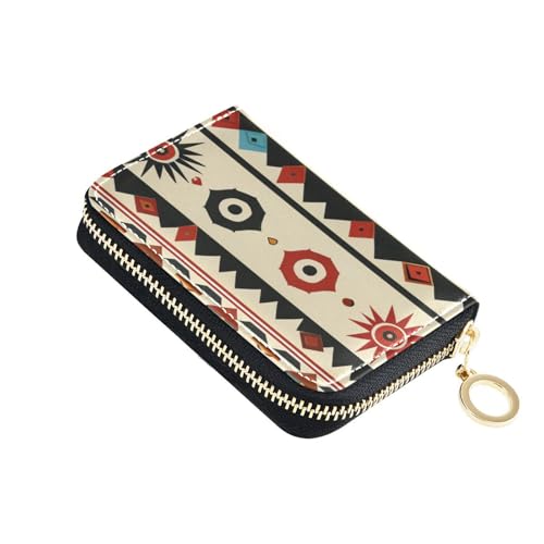 siphylline Kreditkartenetui aus Leder im Ethno-Stil, mit 9 Kartenfächern, RFID-blockierend, Kreditkartenetui mit Reißverschluss von siphylline