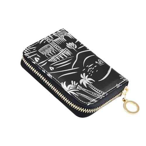 siphylline Kreditkartenetui aus Leder im Retro-Stil, architektonisch, ästhetisch, mit RFID-blockierendem Kreditkartenetui mit Reißverschluss, Schwarz und Weiß von siphylline