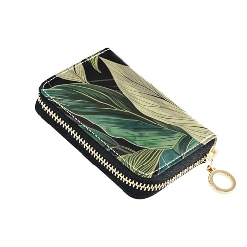 siphylline Kreditkartenetui aus Leder im Safari-Stil, mit 2 Geldfächern, RFID-blockierend, mit Reißverschluss, Grün von siphylline