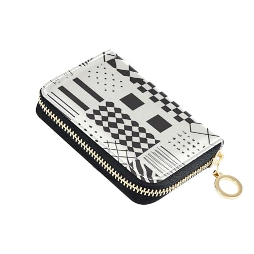 siphylline Kreditkartenetui aus Leder mit 2 Geldfächern, RFID-blockierendem Kartenorganizer mit Reißverschluss, Weiß / Schwarz von siphylline