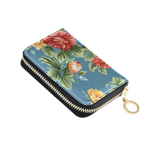 siphylline Kreditkartenetui aus Leder mit 9 Kartenfächern, RFID-blockierend, kleiner Kartenhalter mit Reißverschluss von siphylline