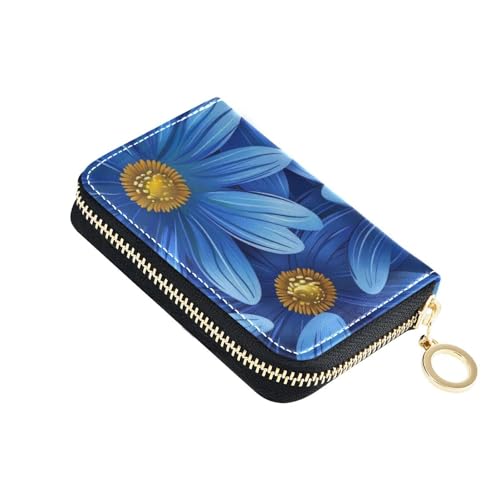 siphylline Kreditkartenetui aus Leder mit 9 Kartenfächern, RFID-blockierend, mit Reißverschluss, Blau von siphylline