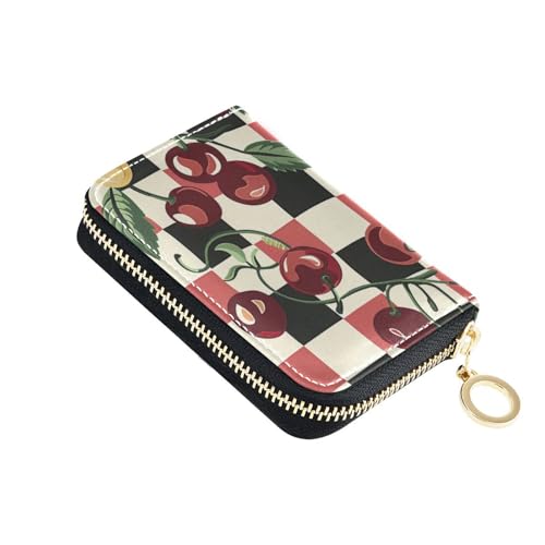 siphylline Kreditkartenetui aus Leder mit 9 Kartenfächern, RFID-blockierend, mit Reißverschluss, Kirschrot von siphylline