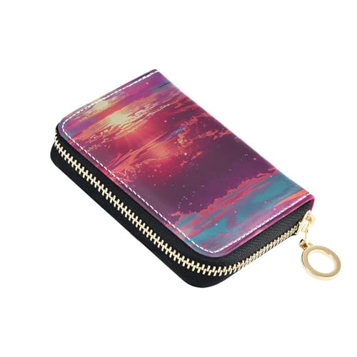 siphylline Kreditkartenetui aus Leder mit 9 Kartenfächern, RFID-blockierend, mit Reißverschluss von siphylline