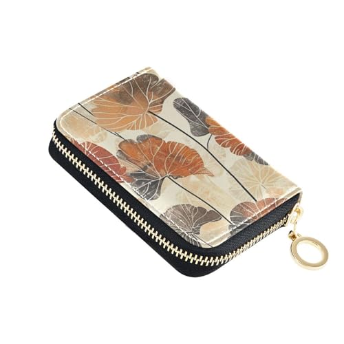 siphylline Kreditkartenetui aus Leder mit Zion-Geldbörse, RFID-blockierend, Gingko-Blätter, mit Reißverschluss von siphylline