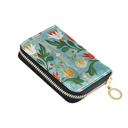 siphylline Kreditkartenetui aus Leder mit traditioneller Gravur, mit RFID-blockierendem Kreditkartenetui mit Reißverschluss von siphylline