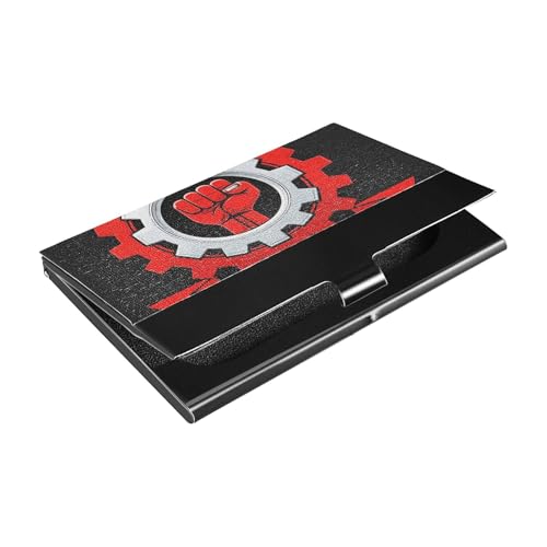 siphylline Labor Day Faust ultradünner Reise-Visitenkartenhalter mit Kartenhalter aus Leder und Edelstahl zum Schutz Ihrer Karten, Rot und Schwarz von siphylline