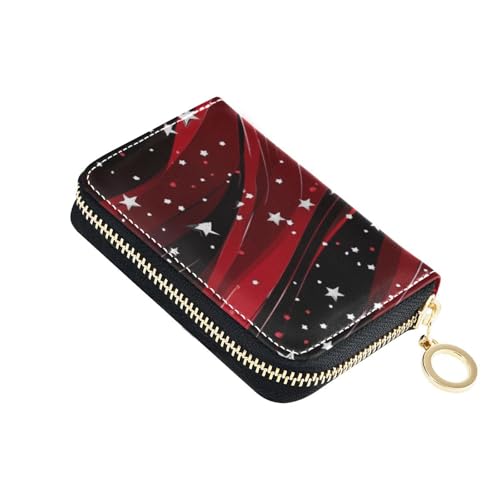 siphylline Leder-Kartenetui für Damen, mit 2 Geldfächern, RFID-blockierend, mit Reißverschluss, Rot von siphylline