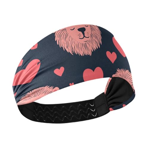 siphylline Lion French Art Damen-Stirnbänder, feuchtigkeitsableitend, elastisches Haar zum Waschen des Gesichts, Laufen, Basketball, Make-up, Schwarz von siphylline