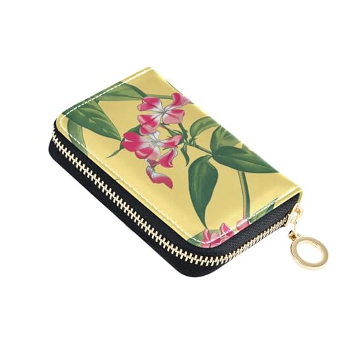 siphylline Margay Phlox Genesis Misty Rose Kartenetui aus Leder mit 9 Kartenfächern, RFID-blockierend, Herren-Kartenhalter mit Reißverschluss von siphylline