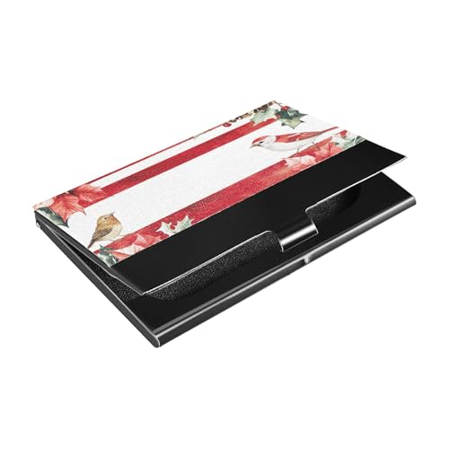 siphylline Merry Christmas Red Buffalo Plaid Bird Slim Card Holder for Business Card With Leather and Stainless Steel credit card holders for Women or Men von siphylline