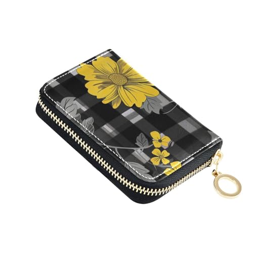 siphylline Michigan Leder-Kartenetui für Damen, mit RFID-blockierendem Kartenhalter mit Reißverschluss, Schwarz von siphylline