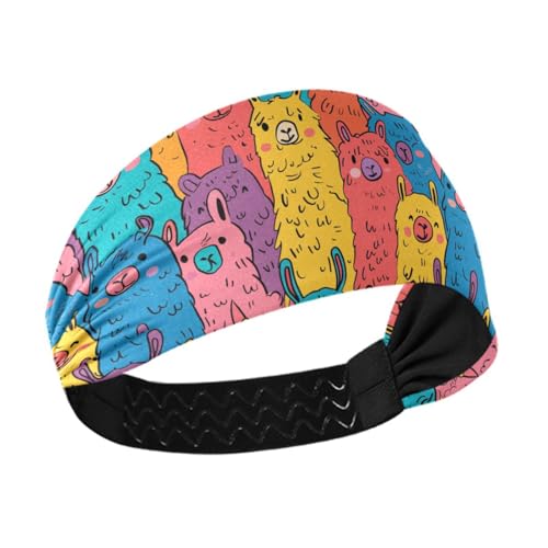 siphylline Niedliche Alpakas niedliche Kritzelkunst, rutschfest? Weiche Stirnbänder für Damen, elastischer Kopf für Fitnessstudio, Workout, Radfahren, Gesichtswäsche von siphylline
